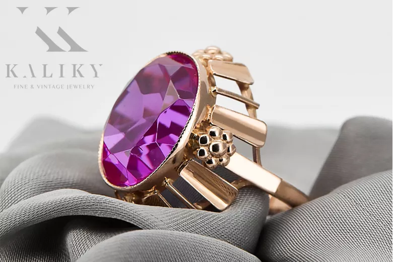 Originální vinobraní 14K produkt s růžovým zlatem ametyst prsten vinobraní Vrc043r stylu